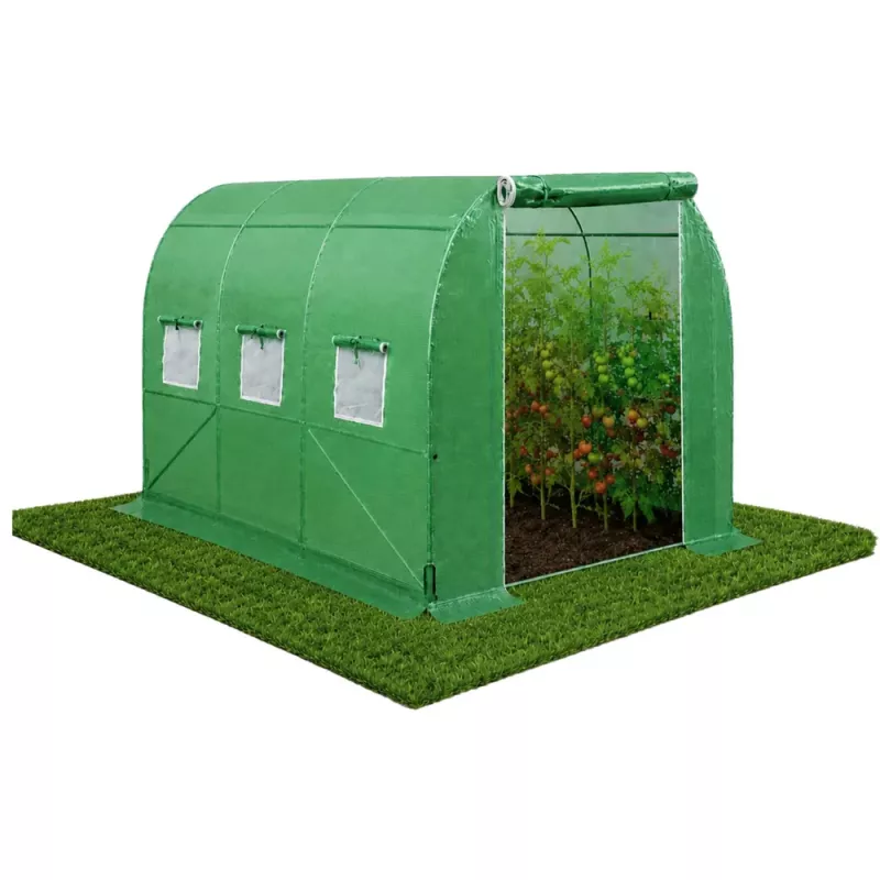 LEAN Skleník na zeleninu, zelené UV okná, 3,5x2x2 m, 7 m²