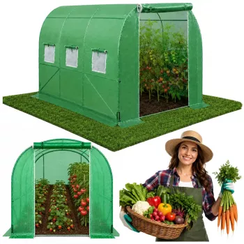 LEAN Skleník na zeleninu, zelené UV okná, 3,5x2x2 m, 7 m²