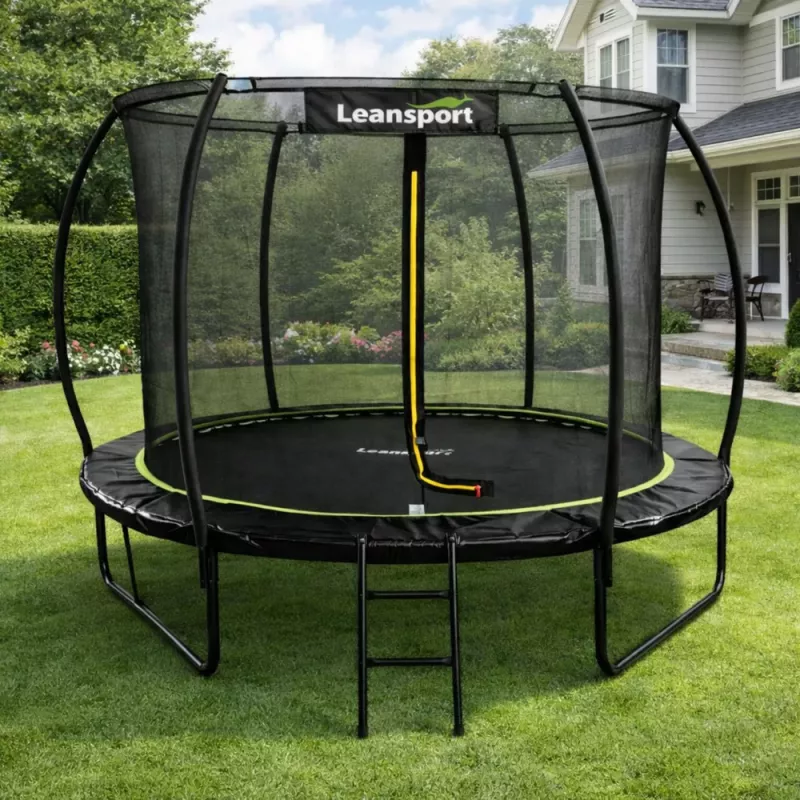LEAN SPORT LEAN Záhradná trampolína s vnútornou sieťou čierna a zelená 252CM 8FT