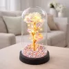 LEAN večná ruža v sklenenej kupole LED krištáľové osvetlenie 21,5 x 11 cm