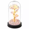 LEAN večná ruža v sklenenej kupole LED krištáľové osvetlenie 21,5 x 11 cm