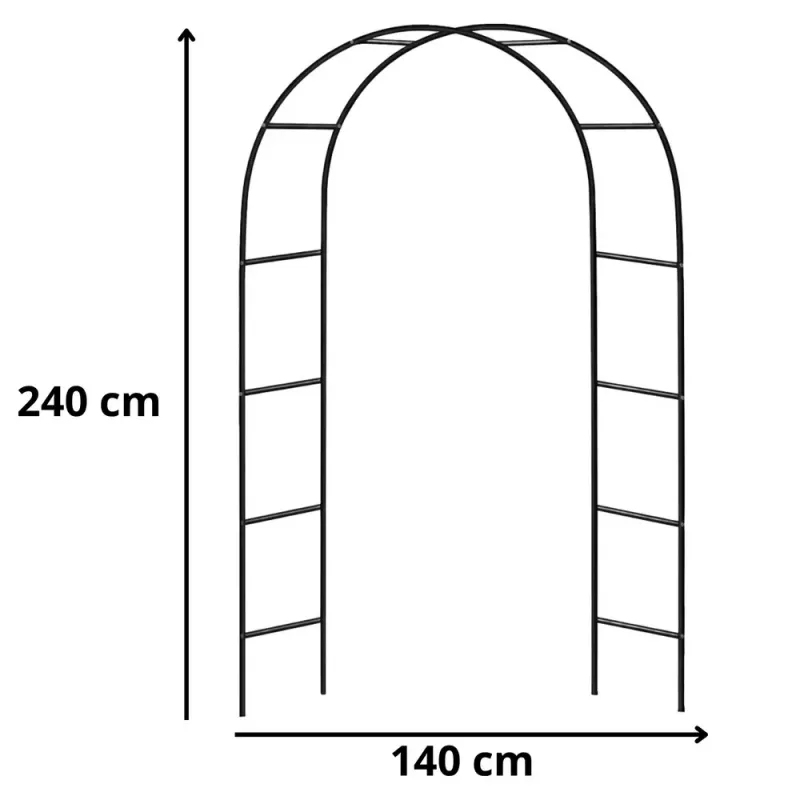 LEAN kovová záhradná pergola pre rastliny, opora na popínavé rastliny, oblúk 240x140 cm