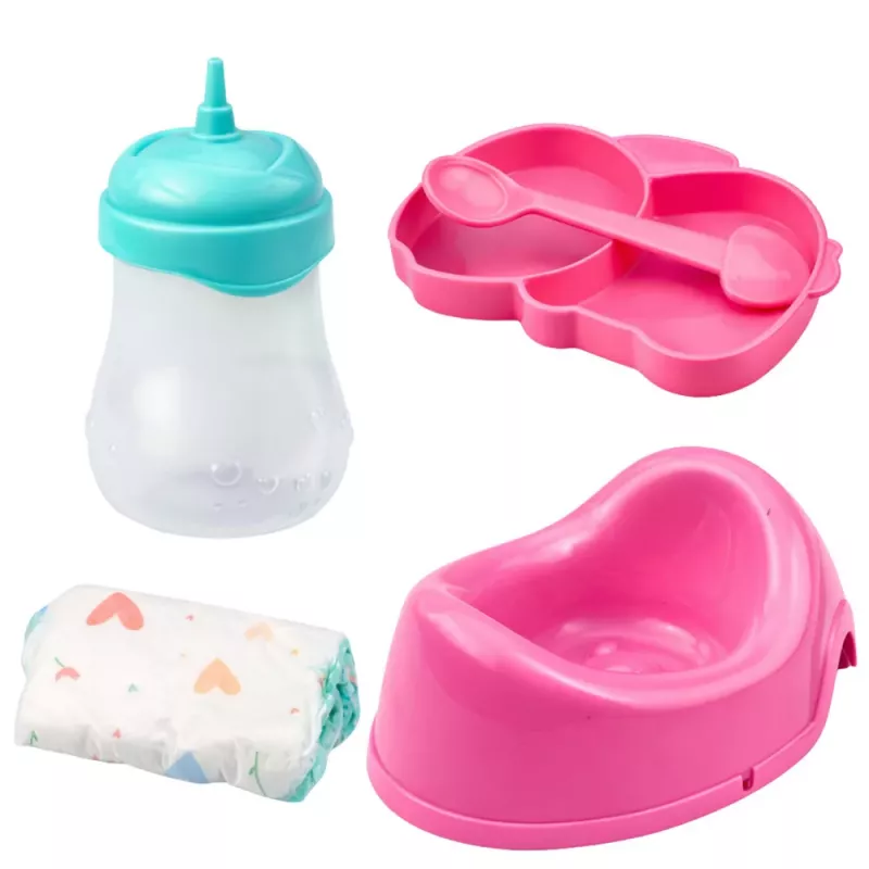 LEAN TOYS bábika s doplnkami na učenie na nočník, fľaša, nočník 35 cm