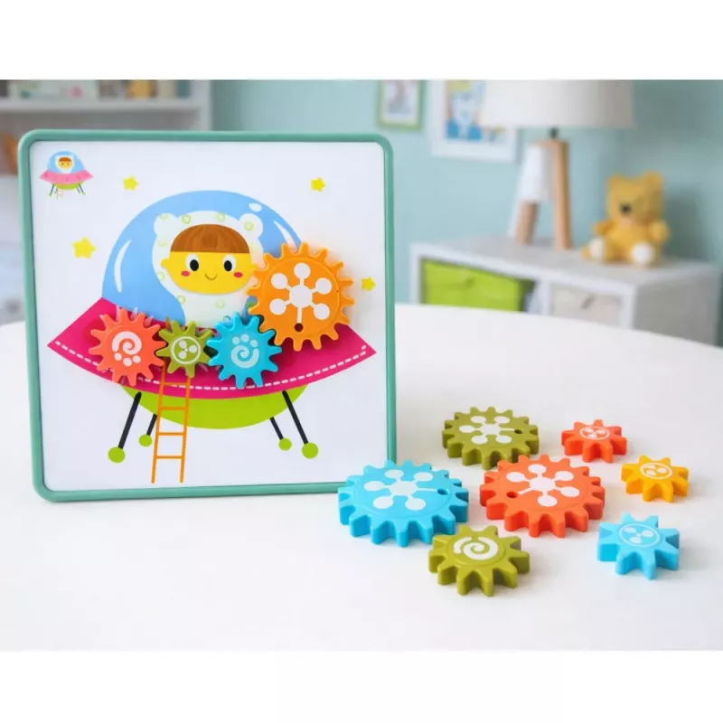 LEAN TOYS kreatívne geometrické puzzle mozaika ozubené kolieska 25 ks