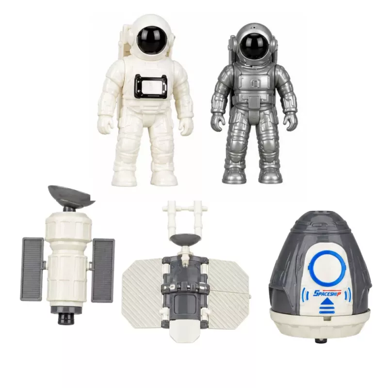 LEAN TOYS vesmírna stanica raketa raketoplán satelity kozmonauti svetlá