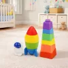 LEAN TOYS sada gumených kociek veža raketa kozmonaut farebné 11 ks