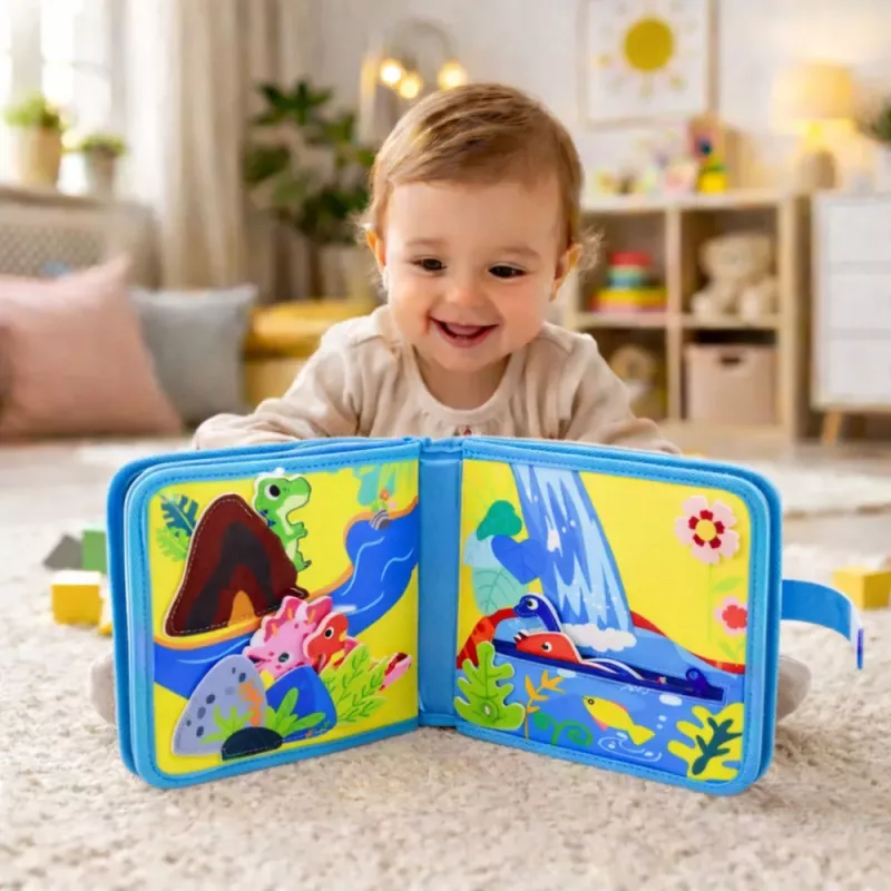 LEAN TOYS 3D filcová senzorická vzdelávacia kniha dinosaury