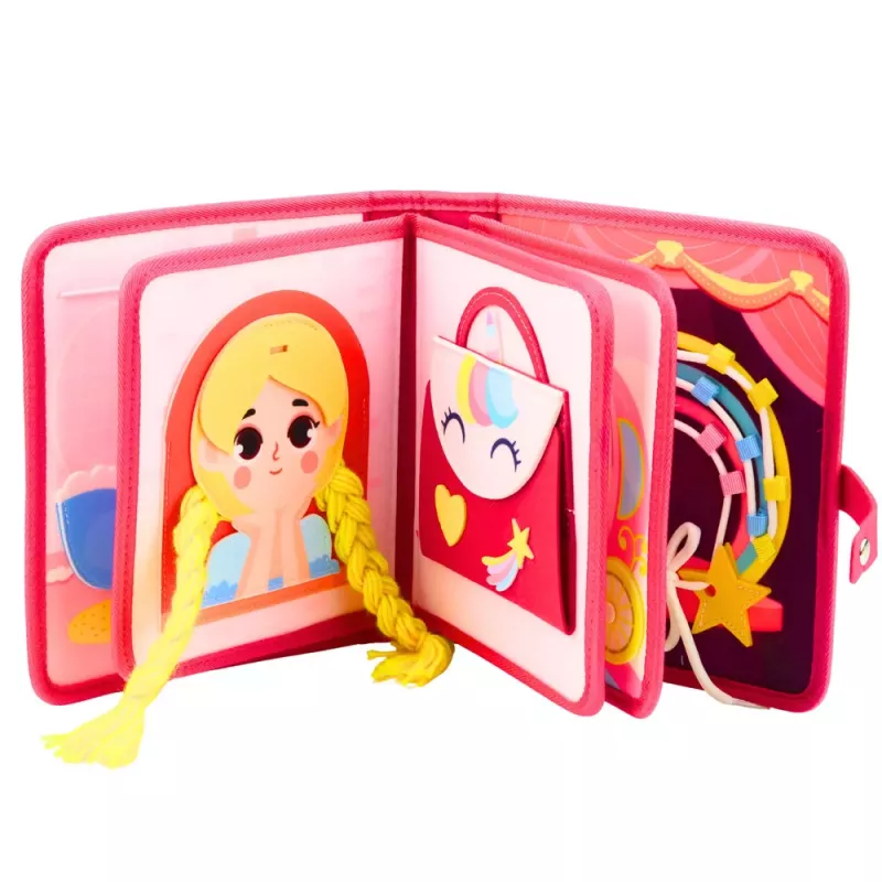 LEAN TOYS 3D filcová senzorická vzdelávacia kniha princezná ružová