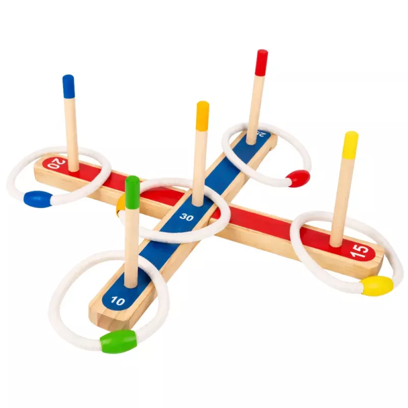 LEAN TOYS drevená hra na hádzanie krúžkov zručnostná rodinná hra s bodovaním