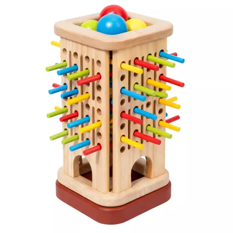 LEAN TOYS drevená zručnostná hra veža palice lopty kocky 37 dielov