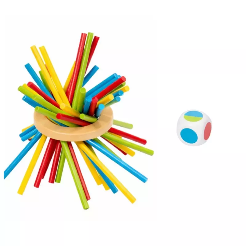 LEAN TOYS drevená zručnostná hra veža palice lopty kocky 37 dielov