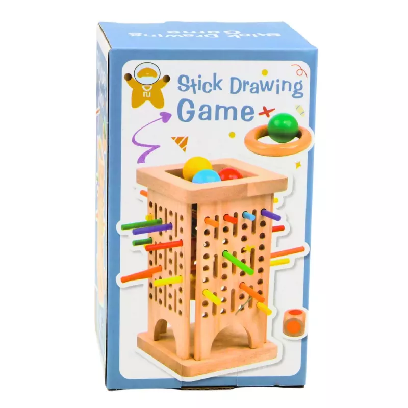 LEAN TOYS drevená zručnostná hra veža palice lopty kocky 37 dielov