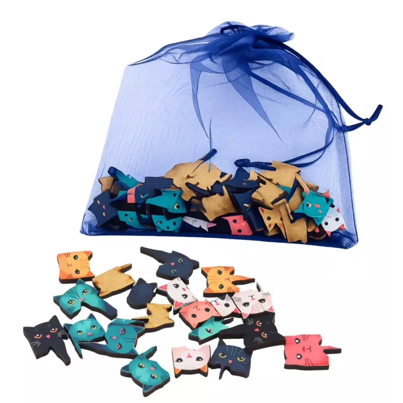 LEAN TOYS drevené puzzle mačiatko vzdelávacia hra puzzle rámik vrecúško 62 dielov