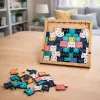 LEAN TOYS drevené puzzle mačiatko vzdelávacia hra puzzle rámik vrecúško 62 dielov