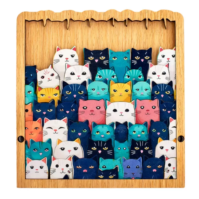 LEAN TOYS drevené puzzle mačiatko vzdelávacia hra puzzle rámik vrecúško 62 dielov