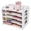 LEAN TOYS organizér na stôl z dreva, priehradky na A4 dokumenty, biely