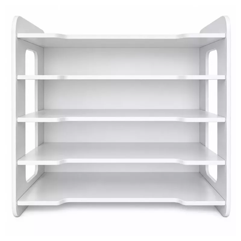 LEAN TOYS organizér na stôl z dreva, priehradky na A4 dokumenty, biely