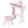 LEAN TOYS elektronické piano organ pre deti so stoličkou, mikrofónom, MP3 - ružové