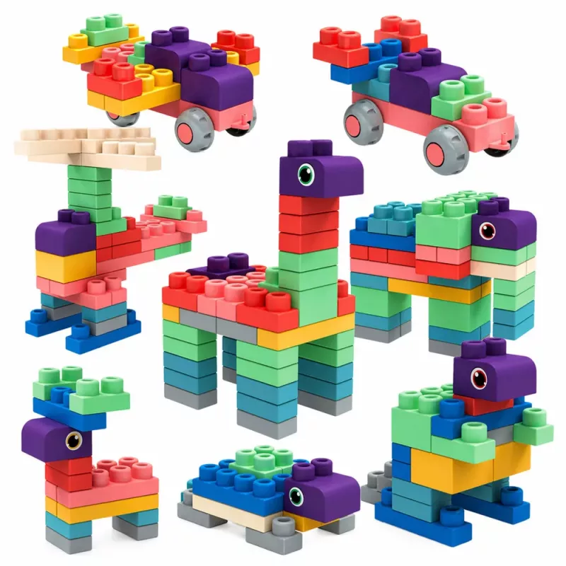 LEAN TOYS mäkké senzorické silikónové stavebnice farebné 80 ks