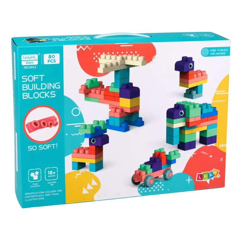 LEAN TOYS mäkké senzorické silikónové stavebnice farebné 80 ks