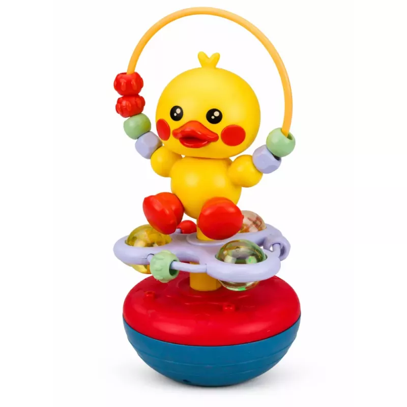 LEAN TOYS Wanka stojaca kačica vzdelávacia interaktívna zvuky hrkálka žltá