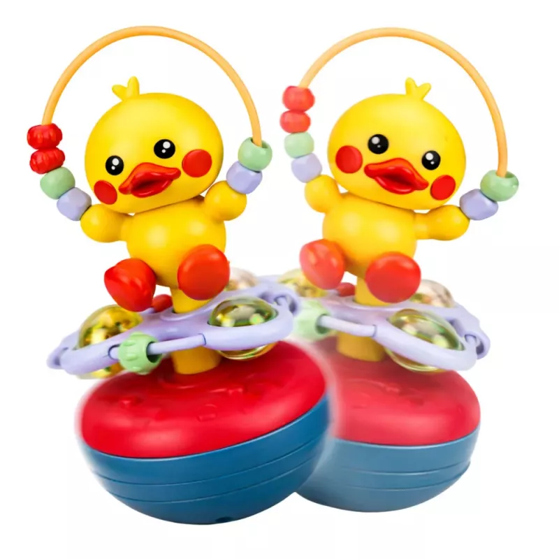 LEAN TOYS Wanka stojaca kačica vzdelávacia interaktívna zvuky hrkálka žltá