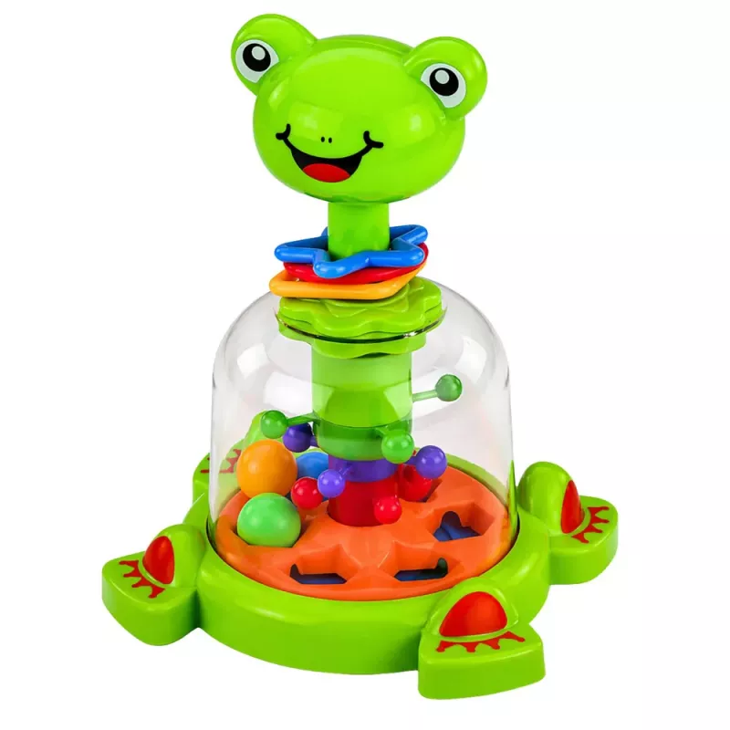 LEAN TOYS interaktívny žabí spinner s otáčajúcimi sa guľkami pre bábätká