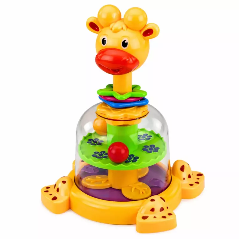 LEAN TOYS interaktívny žirafí spinner s otáčajúcimi sa guľkami pre bábätká