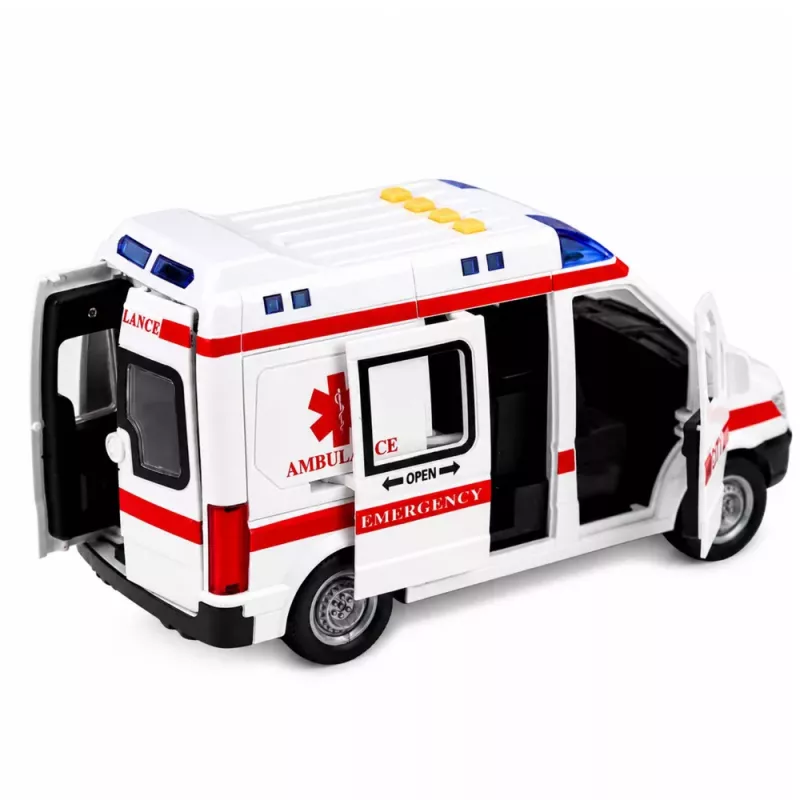 LEAN TOYS Sanitka nosidlá pohon svetlá zvuky biela 1:10