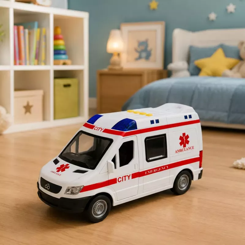 LEAN TOYS Sanitka nosidlá pohon svetlá zvuky biela 1:10