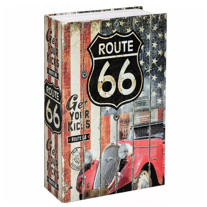 LEAN TOYS Kniha-trezor s kľúčom malá pokladnička Route 66