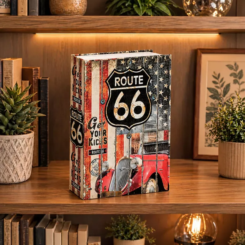 LEAN TOYS Kniha-trezor s kľúčom malá pokladnička Route 66