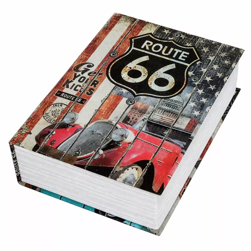 LEAN TOYS Kniha-trezor s kľúčom malá pokladnička Route 66