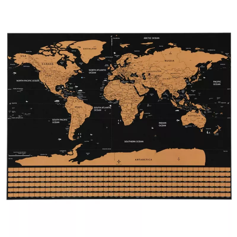 LEAN Škrabací plagát mapa sveta pre cestovateľov 82 x 59 cm