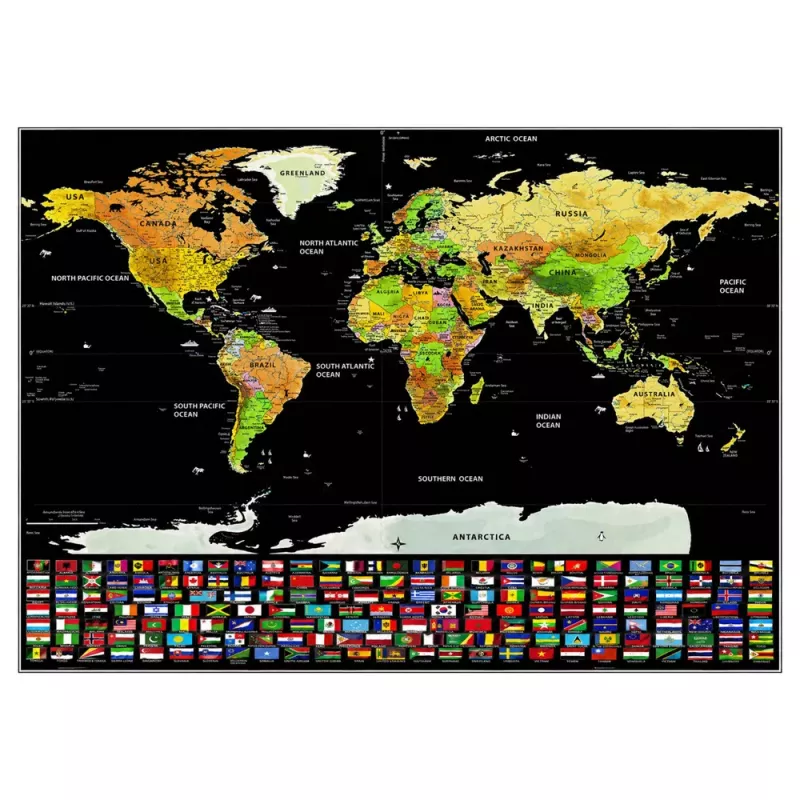 LEAN Škrabací plagát mapa sveta pre cestovateľov 82 x 59 cm