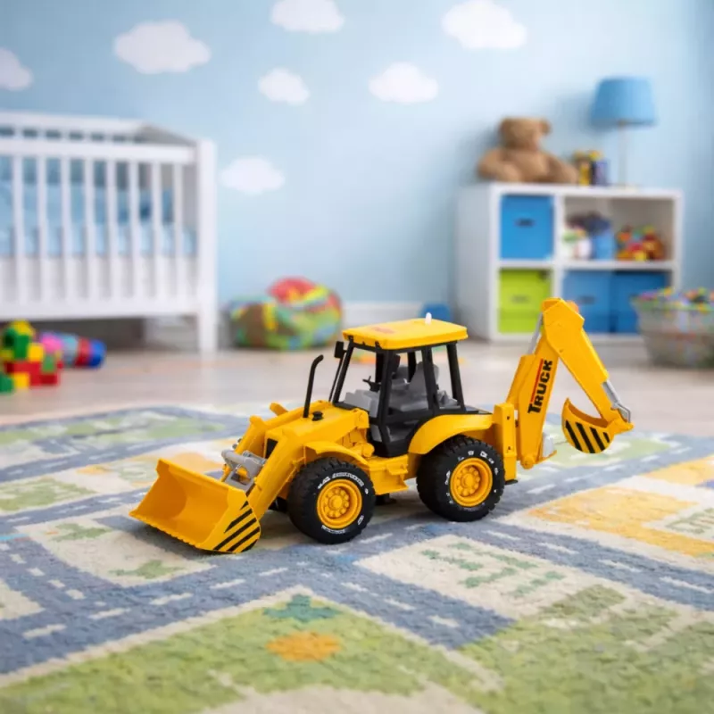 LEAN TOYS Stavebné stroje bager nakladač buldozér s pohonom, svetlami, zvukmi - žltá