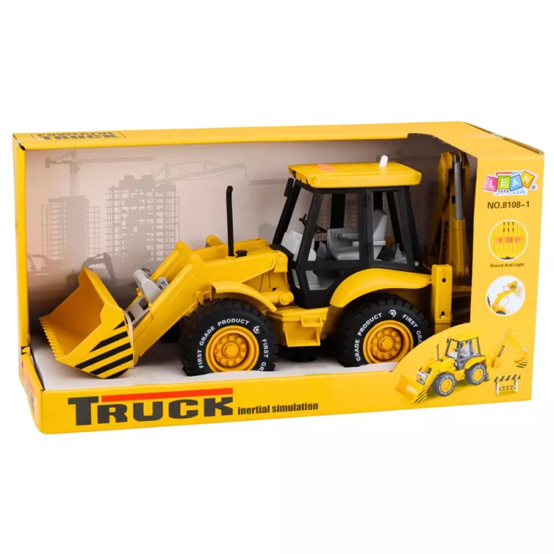 LEAN TOYS Stavebné stroje bager nakladač buldozér s pohonom, svetlami, zvukmi - žltá