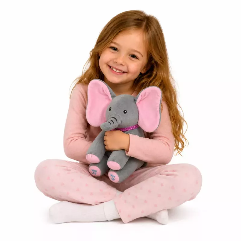 LEAN TOYS Plyšový slon interaktívny pohybuje ušami hrá melódie kukuč hra