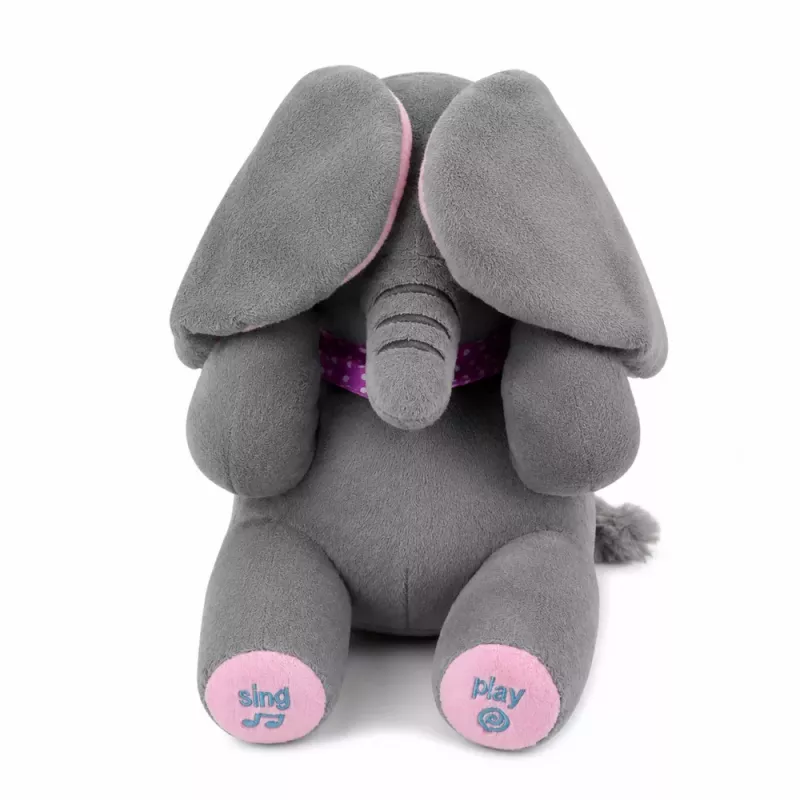 LEAN TOYS Plyšový slon interaktívny pohybuje ušami hrá melódie kukuč hra