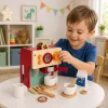 LEAN TOYS Drevená sada kávovaru malý barista šálky doplnky