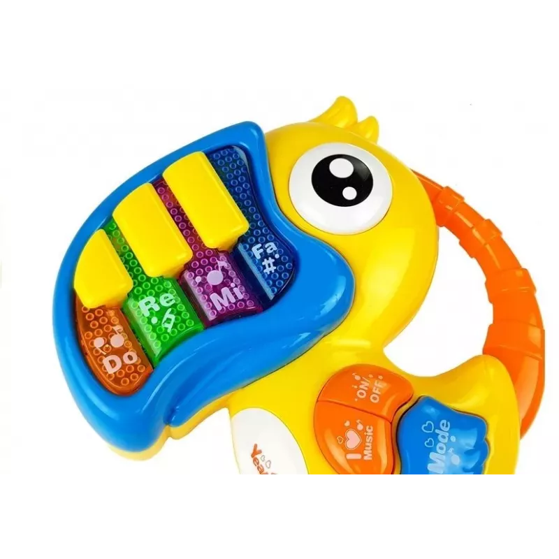 LEAN TOYS Papagáj piano vzdelávacie rané učenie žlté