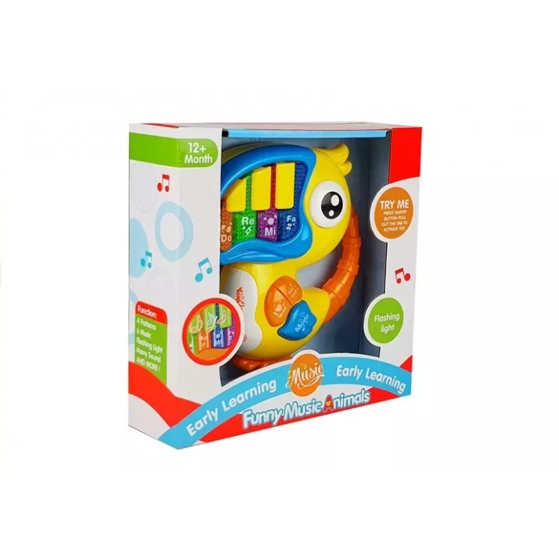LEAN TOYS Papagáj piano vzdelávacie rané učenie žlté