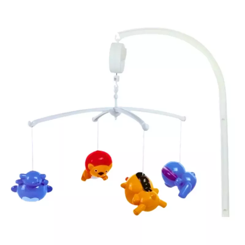 LEAN TOYS Kolotoč do postieľky zvieratá lev slon žirafa zvuk