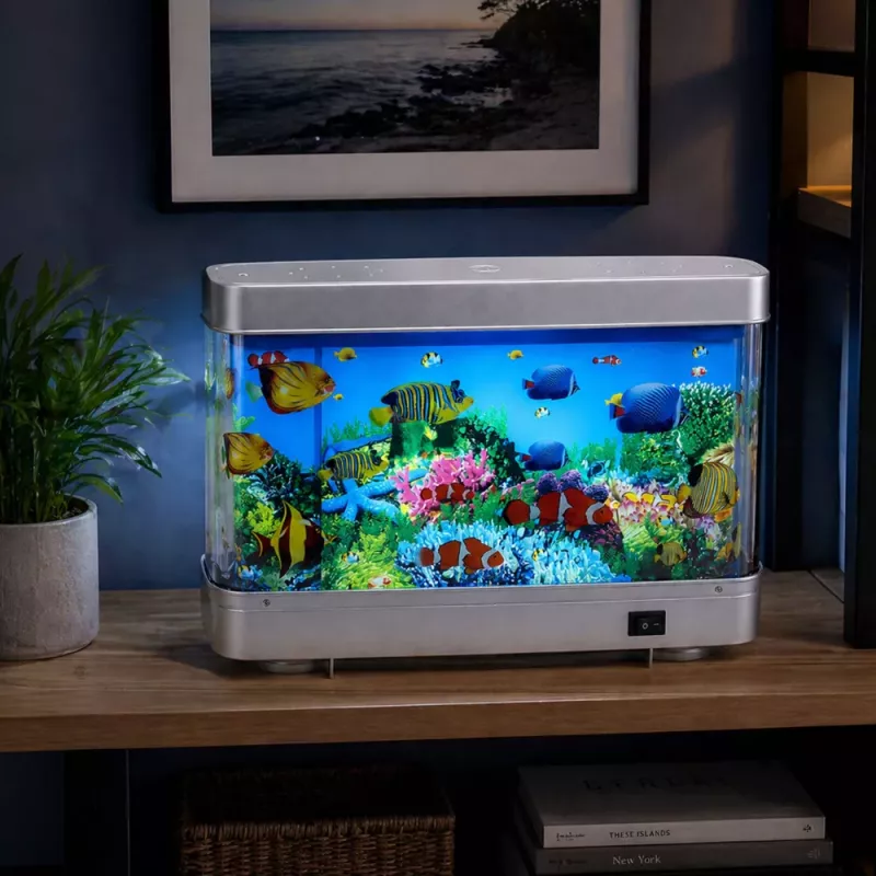 LEAN umelé dekoratívne akvárium LED nočné svetlo 3D ryba pohyblivá farebná
