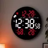 LEAN digitálne LED nástenné hodiny dátum teplota vlhkosť budík diaľkový ovládač 25 cm