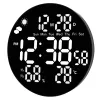 LEAN digitálne LED nástenné hodiny dátum teplota vlhkosť budík diaľkový ovládač 25 cm