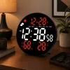 LEAN digitálne LED nástenné hodiny dátum teplota vlhkosť budík diaľkový ovládač 25 cm
