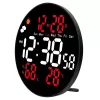 LEAN digitálne LED nástenné hodiny dátum teplota vlhkosť budík diaľkový ovládač 25 cm
