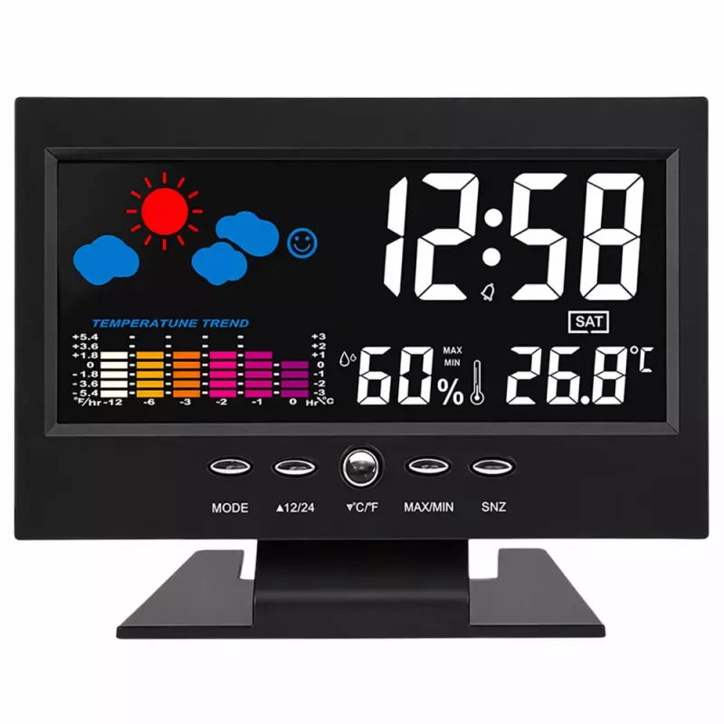 LEAN digitálne hodiny s vnútorným teplomerom a vlhkomerom LED meteorologická stanica