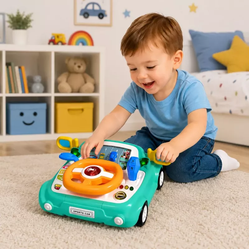 LEAN TOYS interaktívny ovládací panel simulátor jazdy auto svetlá zvuky modrý